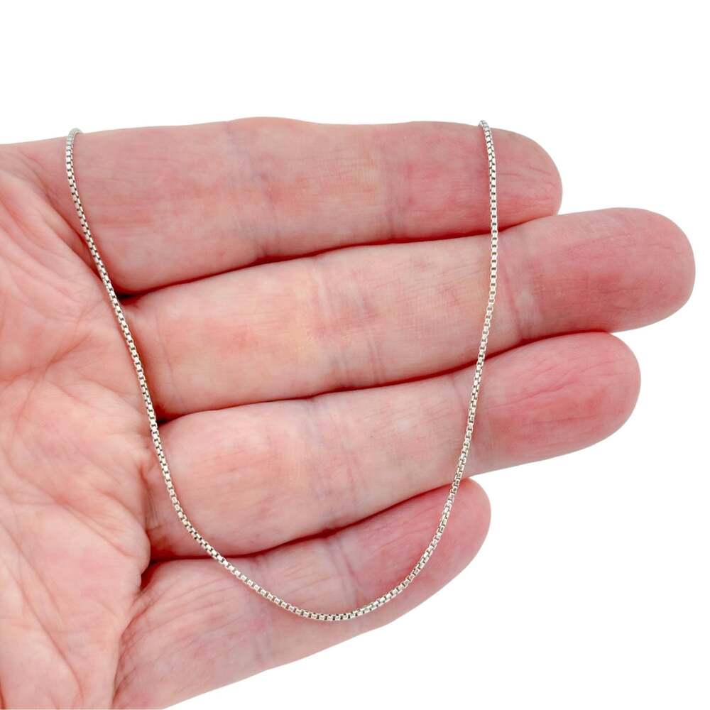 Vintage Italian Sterling Silver 925 Adjustable Box Chain Necklace 17–19 Inches